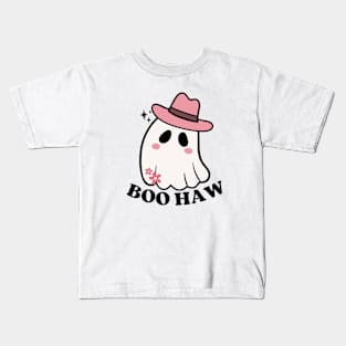 Boo Haw Creepy Cute Cowgirl Ghost Spooky Halloween Party Kids T-Shirt